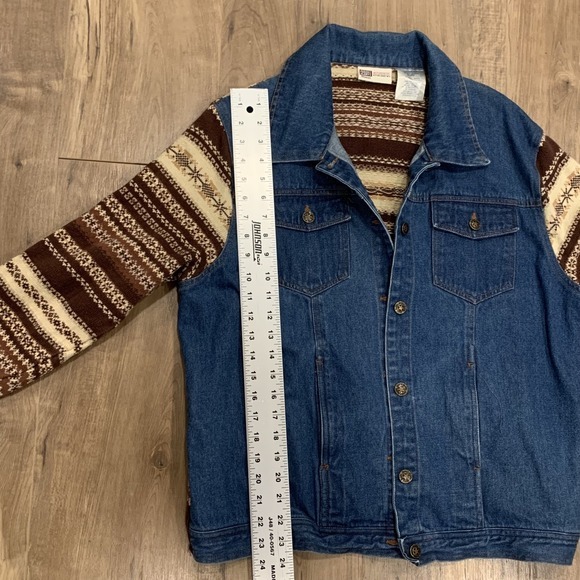 Faded Glory Womens 18W 20W Jean Jacket Vtg 90s Denim‎ Sweater Southwestern Aztec - Picture 6 of 10